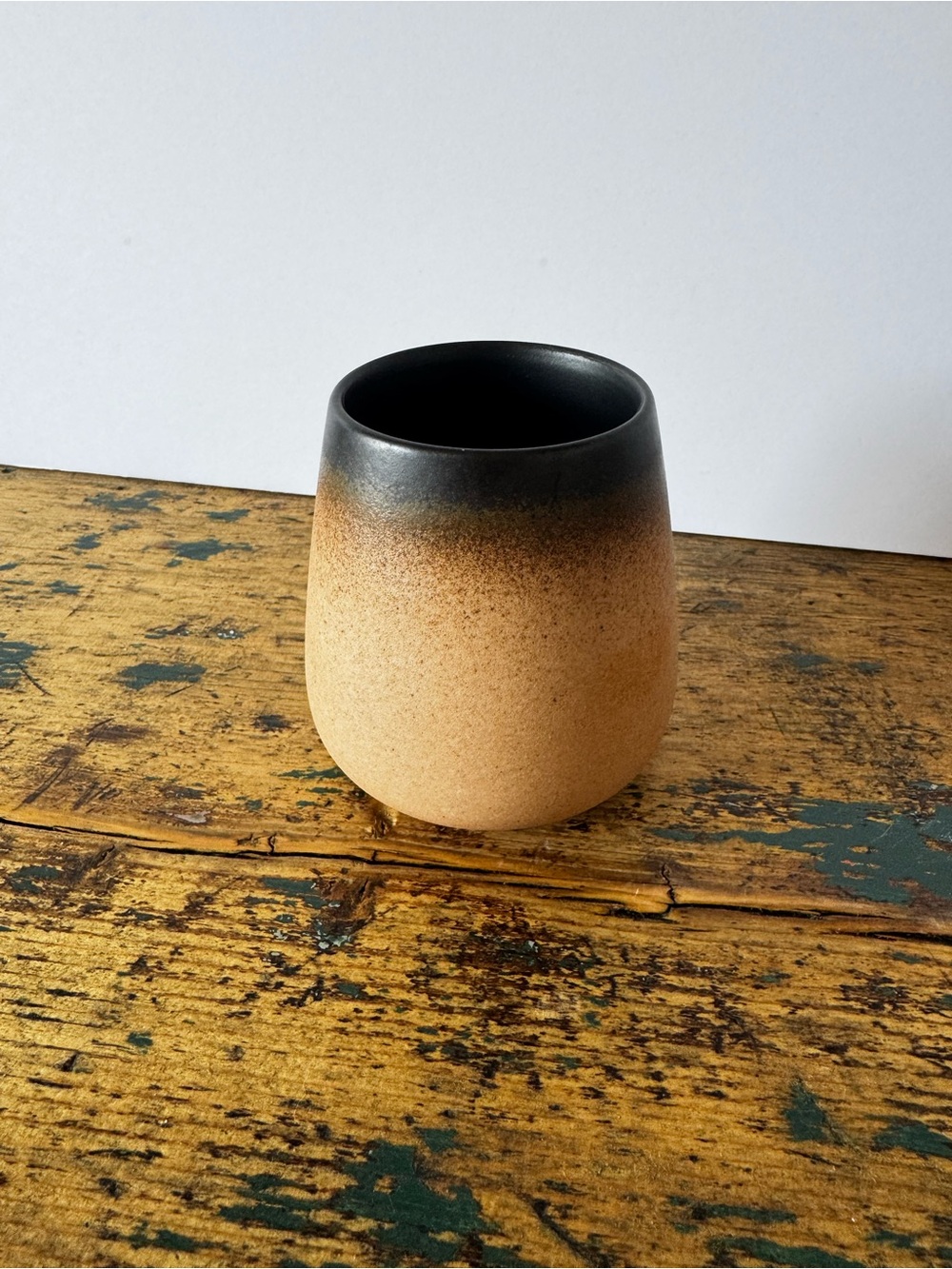 Handcrafted Two-Tone Ceramic Tumbler - Black and Tan